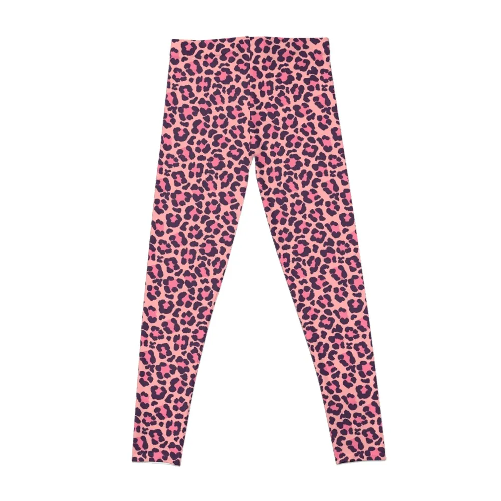 Coral and Pink Leopard Print Leggings Training pants gym legging woman