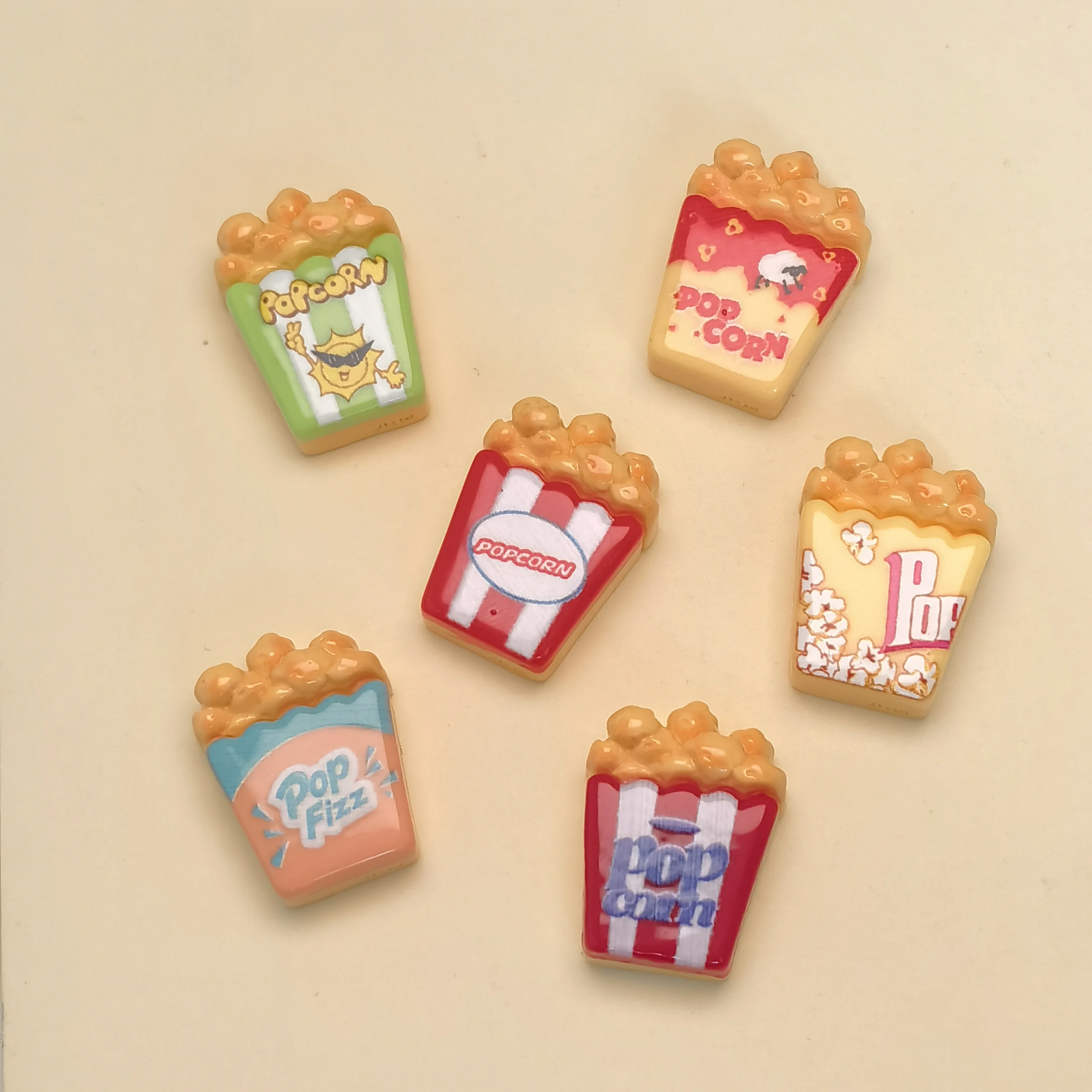 Kawaii Cute Popcorn Resin Cabochon Miniature Doll house Flatback Cabochon DIY Crafts Decor