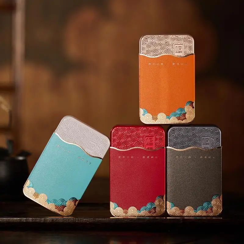 1Pc Small Portable Tin Biscuit Packaging Box Rectangular Wavy Pattern Metal Storage Tea Box Home Desktop Tea Organizer Case