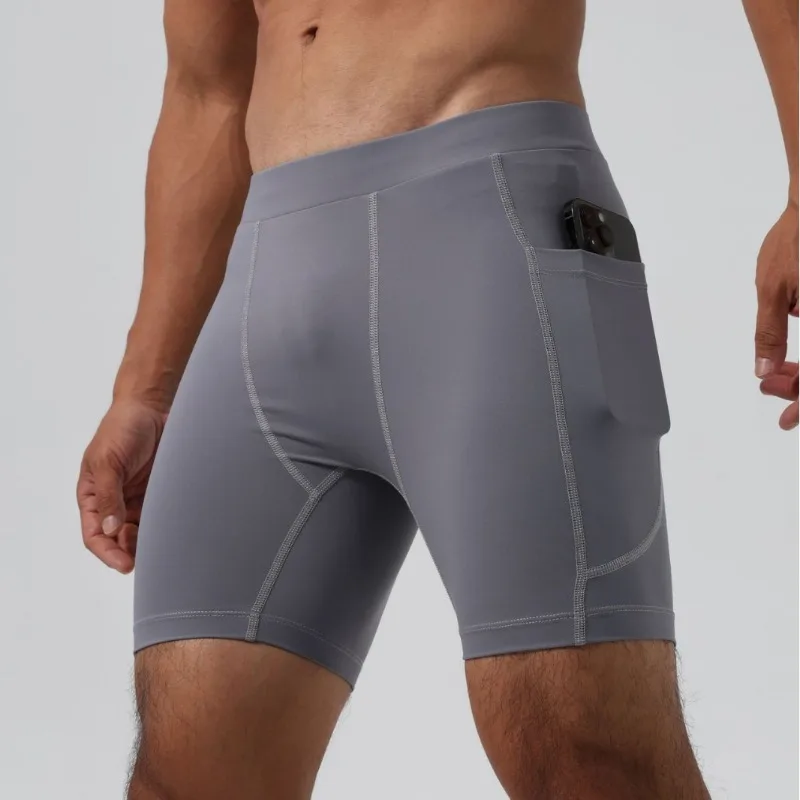 

Men's three-point pants ice silk high gram weight leggings pocket anti-penetration sports fitness A-9