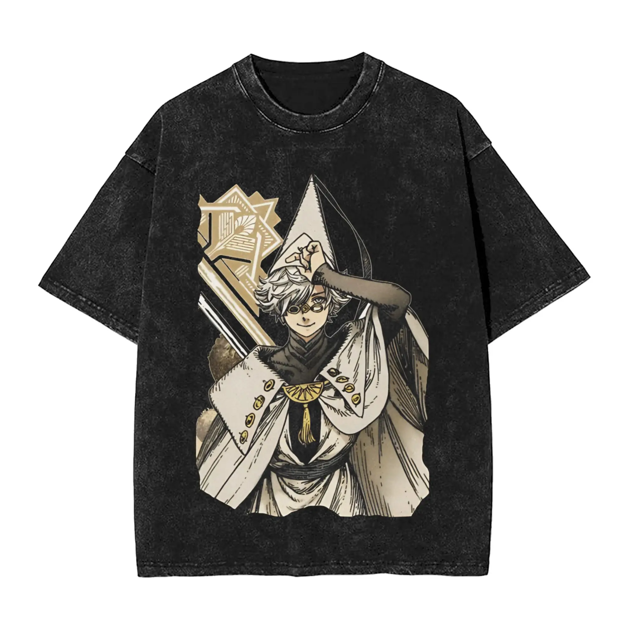Streetwear Washed T Shirt Anime Witch Hat Atelier Qifrey Cotton T-Shirts  Hipster Tshirt for Men Summer Y2K Basic Casual Tops