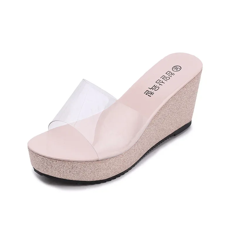 Comemore Platform Women Shoes 2024 New Transparent Thick Bottom Female Summer Sandals Flipflop Fashion Slippers Plus Size 42 43