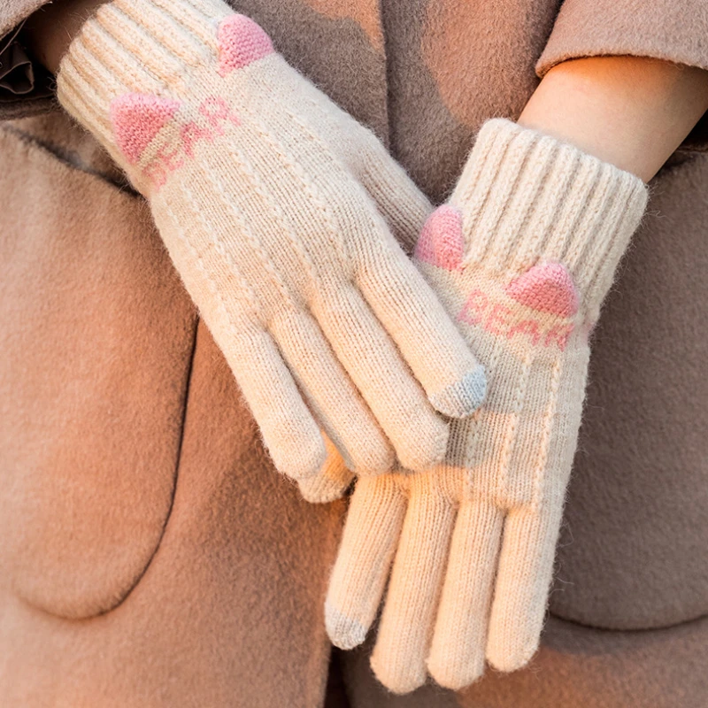 Luvas de malha à prova de frio para homens e mulheres, caxemira quente, tela sensível ao toque, ciclismo, ciclismo ao ar livre, inverno