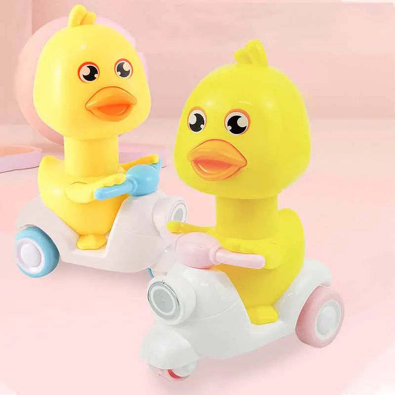 Creative Press Gliding Car Small Yellow Duck Toy Car Cartoon Cute Duck Inertia Car Motorcycle Pull Back Car Toys Gifts