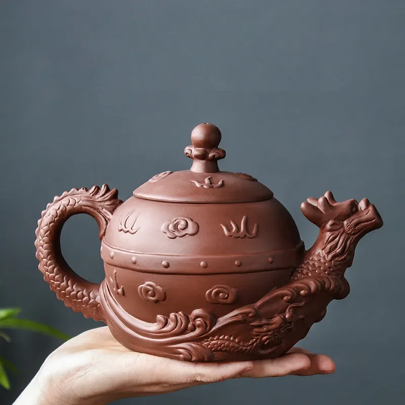 Large Capacity Yixing Clay Teapot Zhu Ni Fire Dragon Pot Handmade Household Tea Kettle Single Chinese Kungfu Set