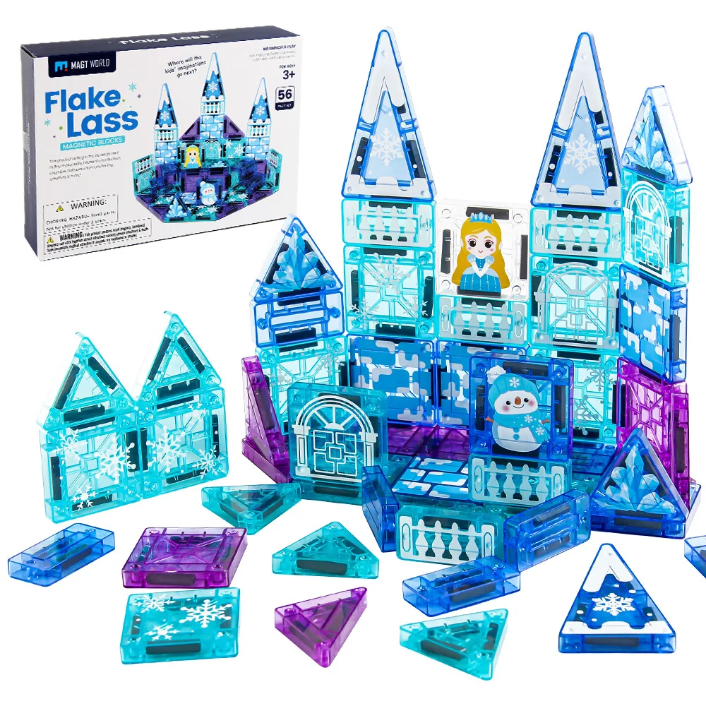 Children's Educational Colorful Window Magnetic Tiles 3.75cm Ice And Snow Castle Model Early Education Assembly Toy