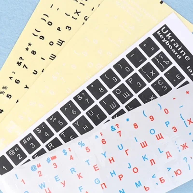 

1 лист, наклейка на клавиатуру на языке Украины, черный/прозрачный фон, белый, синий, красный, черный, наклейка с буквами для универсального ПК, ноутбука
