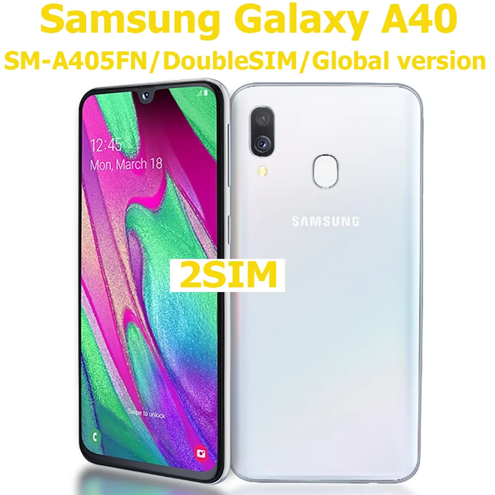 Samsung galaxy a40 smartphone android 5.9 polegadas amoled 3100mah versão eua 25mp 1080*2340 samsung smartphone desbloqueio original