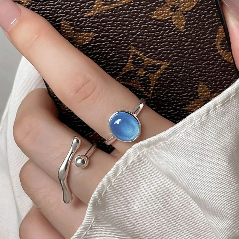 Women's Irregular Moonstone Ring, 925 Sterling Silver Gift