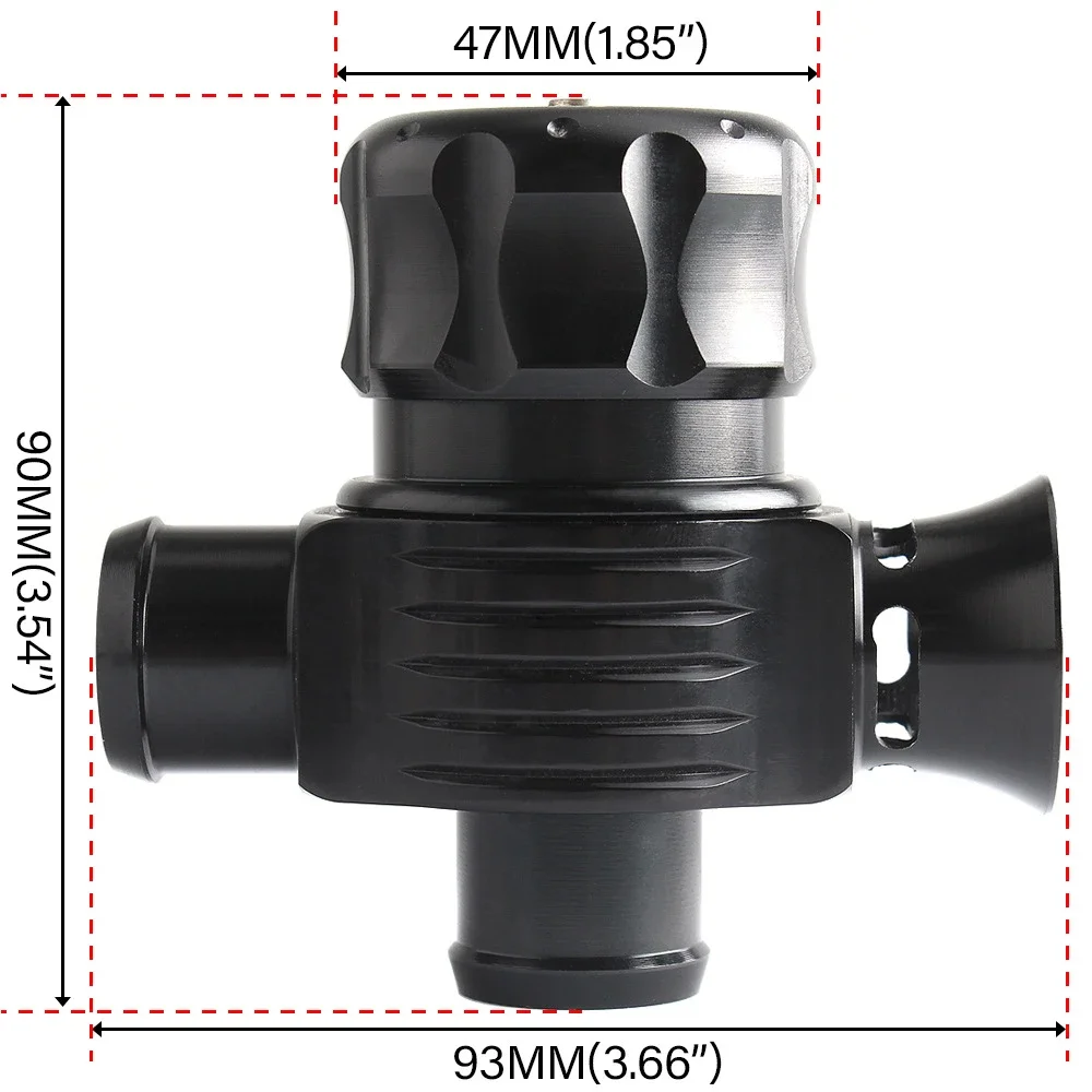 Universal Dual Port 25mm Blow off Valve Black Diverter Dump Valve for Automotive Racing Engineering