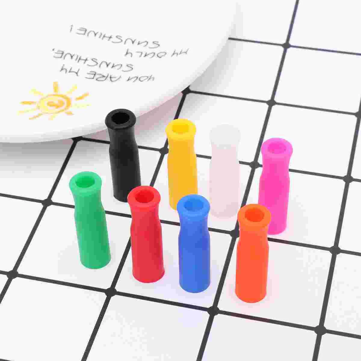 50 Pcs Eco Silicone Tips Pipette Stainless Steel Drinking Covers