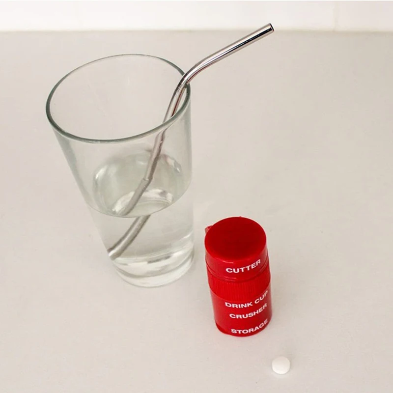 كسارة حبوب التخييم الخارجية المحمولة 2 في 1 أداة القطع والطحن الإبداعية للحبوب والفيتامينات مع كوب ماء قابل للفصل #3