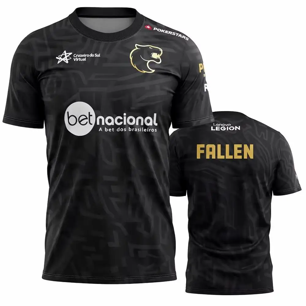 Men's FURIA ESports Team Jersey CS2 Gaming T-Shirt FalleN Molooy Daily Training Tee Summer Casual Short-Sleeve Top Fan Gift