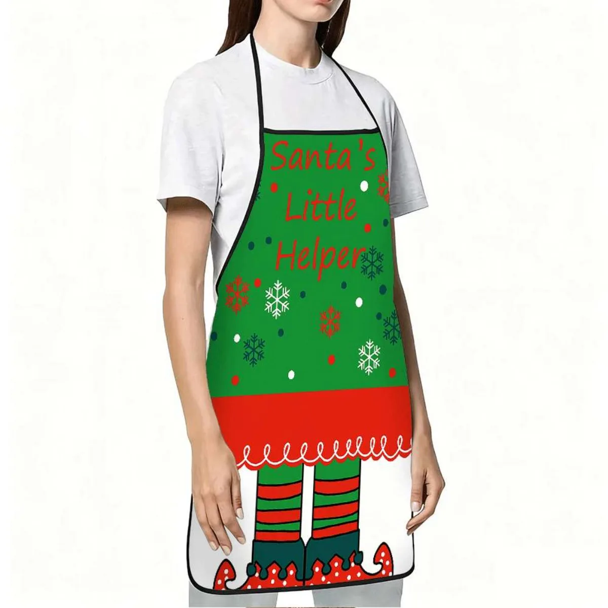 Santa's Little Helper Elf Print Apron, Durable & Practical for Daily Use, Great for Both Indoor and Outdoor Work Apron
