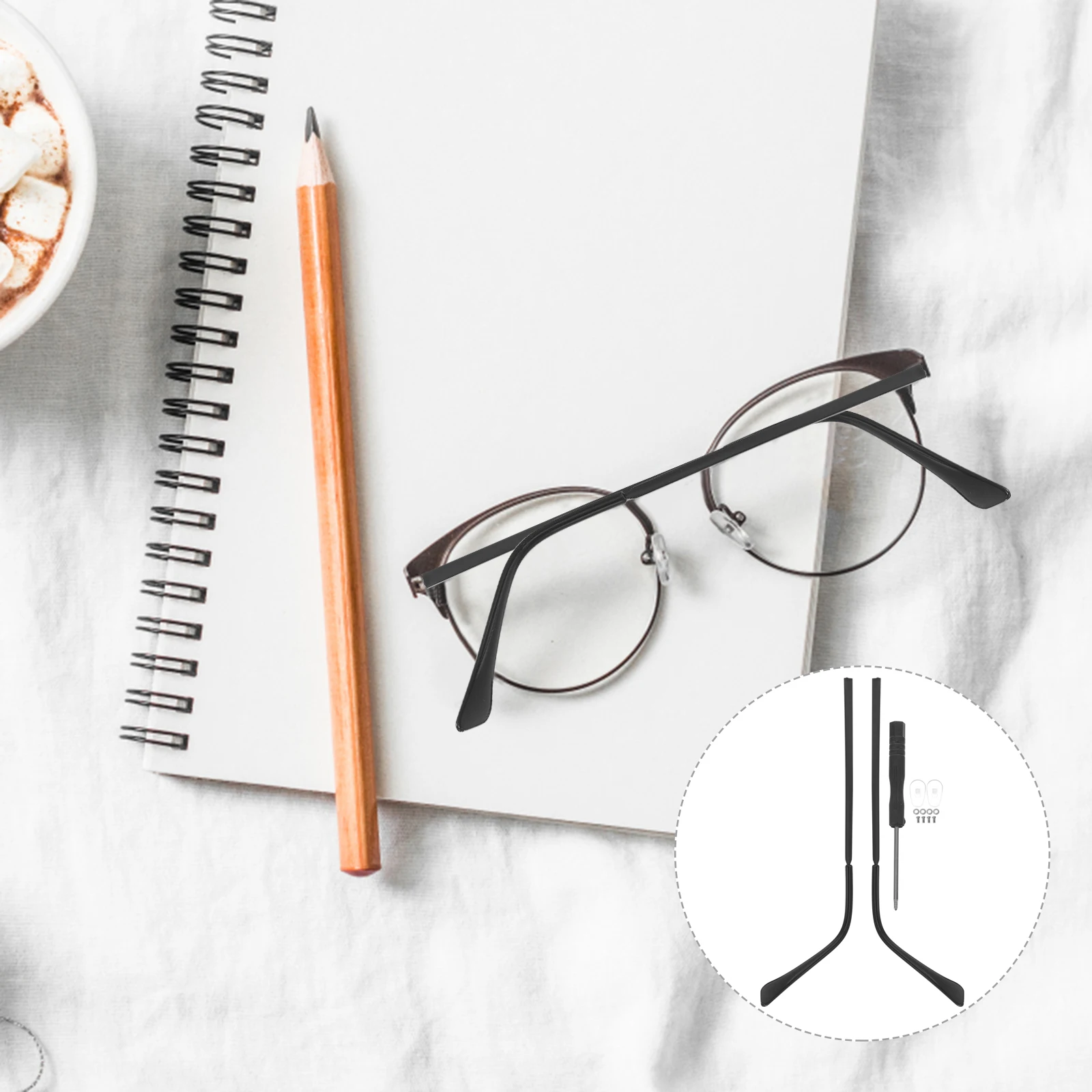 

Black Metal Glasses Arm Replacement Non Slip Design Universal Eyeglasses Repair Kit Spare Parts Easy Install Temple Accessories