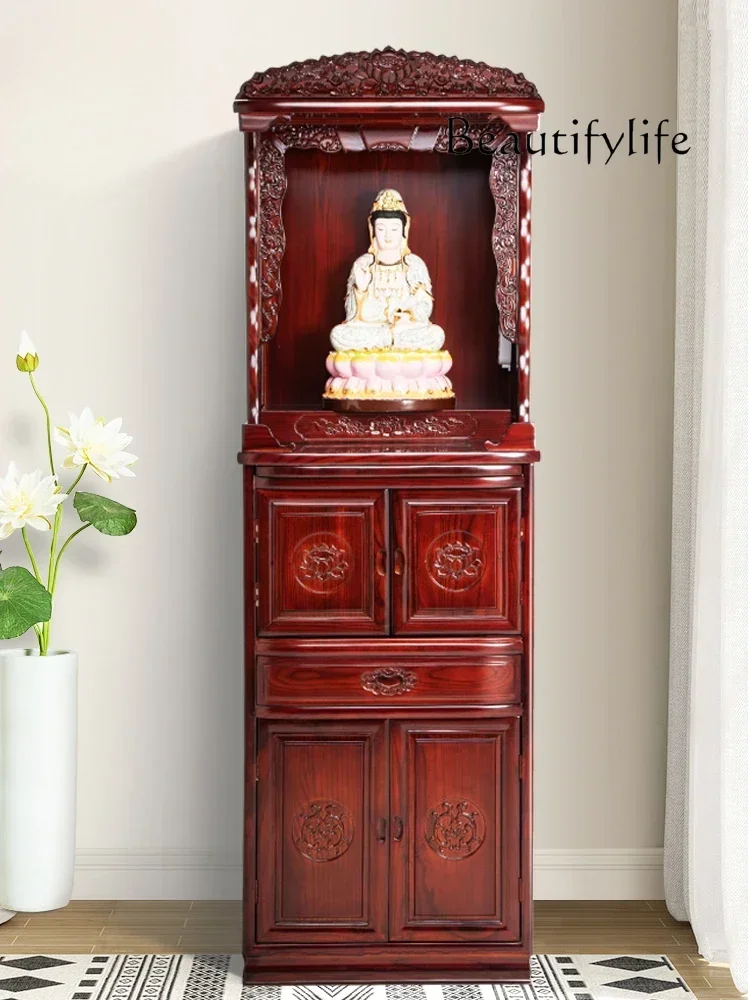 Solid Wood Buddha Niche Clothes Closet Home Modern Altar Buddha Cabinet Fairy Living Room God Building for New Chinese Style