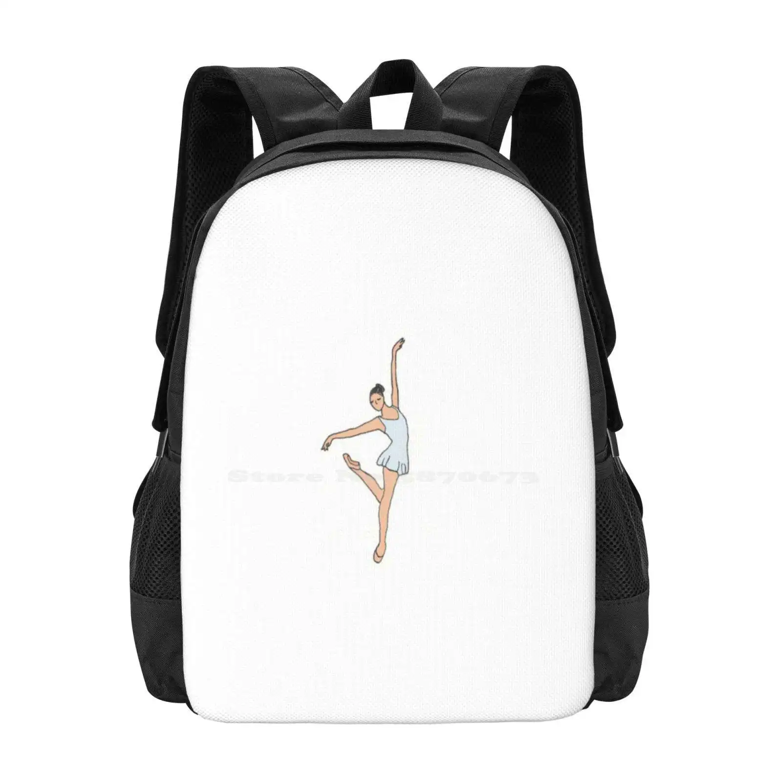 Bailarina Na Bolsa De Escola Cor Para Meninas, Mochila De Grande Capacidade, Laptop Ballet Dance, Picos Azuis, Elegância, Beleza