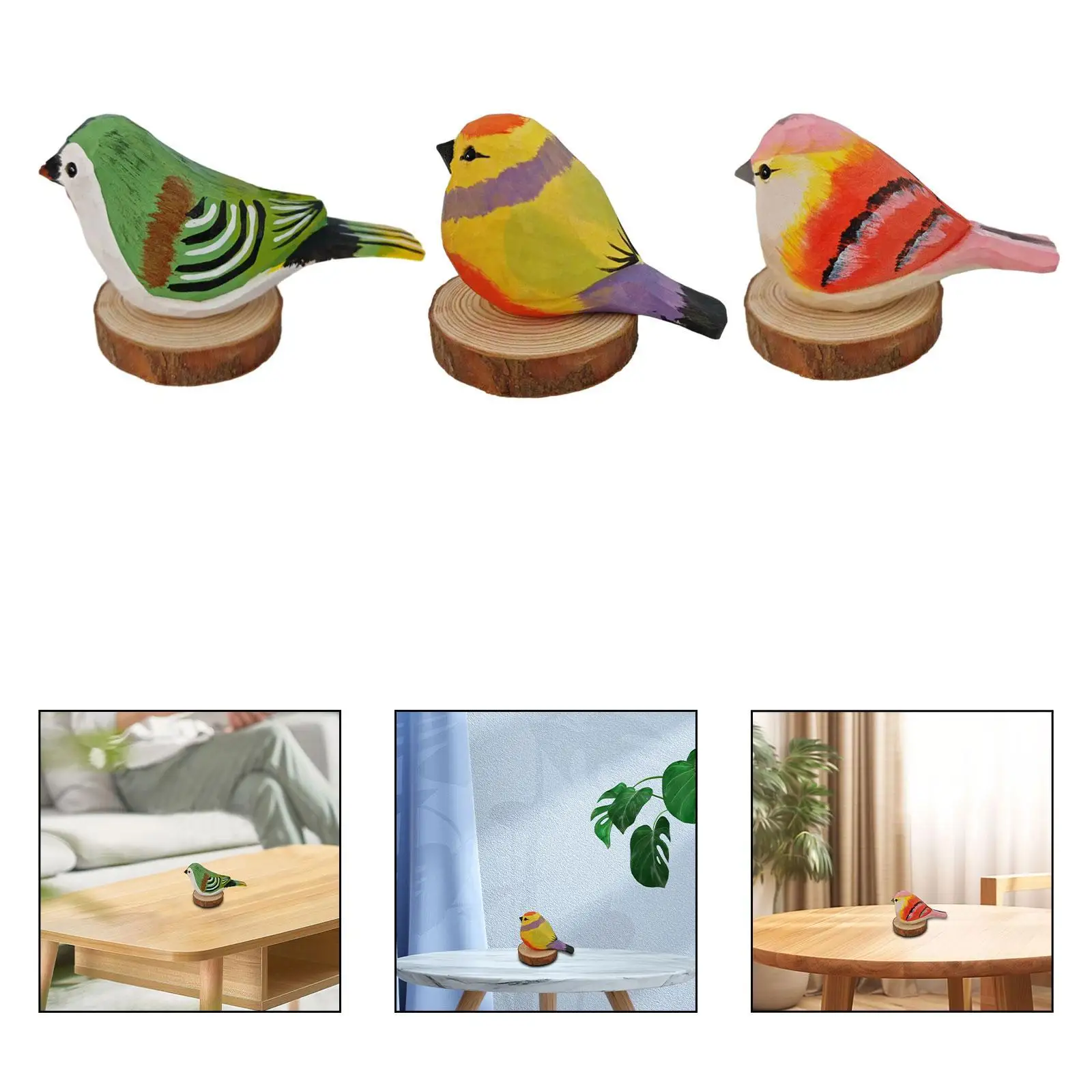 

Wooden Bird Statue Bird Figurine Modern Miniature Bird Desktop Ornament for Desktop Garden Indoor Outdoor Landscape