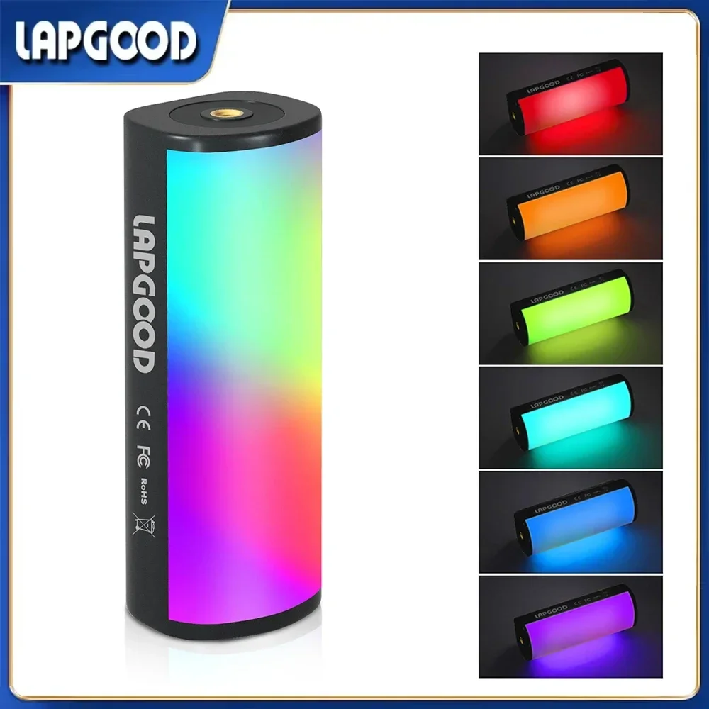 Lapgood Mini RGB Tube Light Magnetic Handheld Light Stick 360° Full RGB LED Video Light Stick 2500-9000K for Vlog Youtube