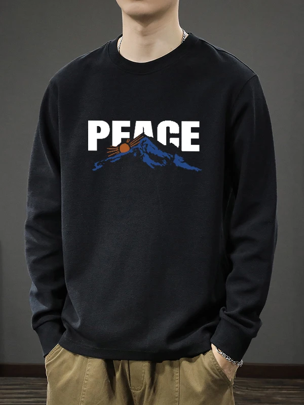 

Loose Fit Long Sve Cotton T-irt Men's plus Size American Sle Casual Top Heavyweight Pure Cotton Autumn Trendy Brand