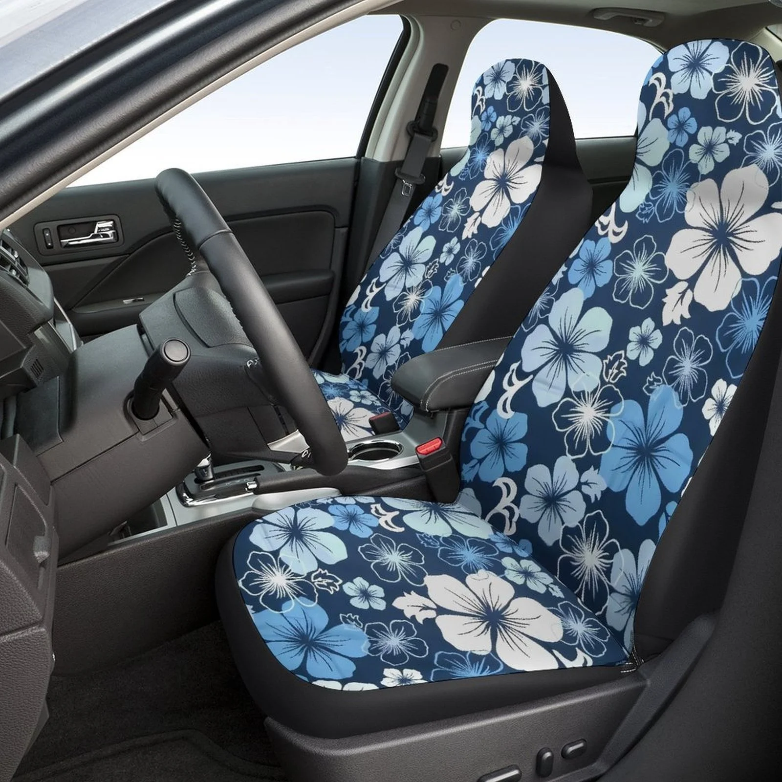 

2pcs Of Trendy Floral Pattern Car Interior Covers, Breathable And Non-Slip, For Front Car S.
