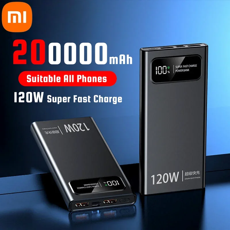 Xiaomi 120W Power BankSuper Fast Charging 200000mAh Ultralarge capacità per batteria esterna di alimentazione Mobile per Iphone Xiaomi Vivo