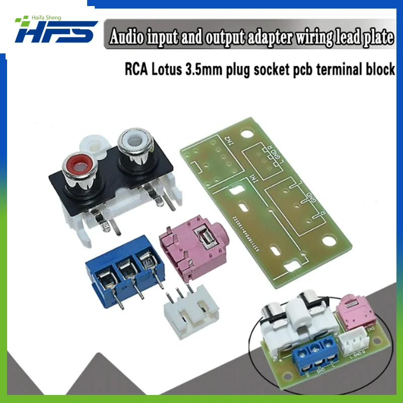 DIY Áudio Kit Switch Board, Áudio Bloco de Entrada para Amplificador, RCA, 3,5 milímetros