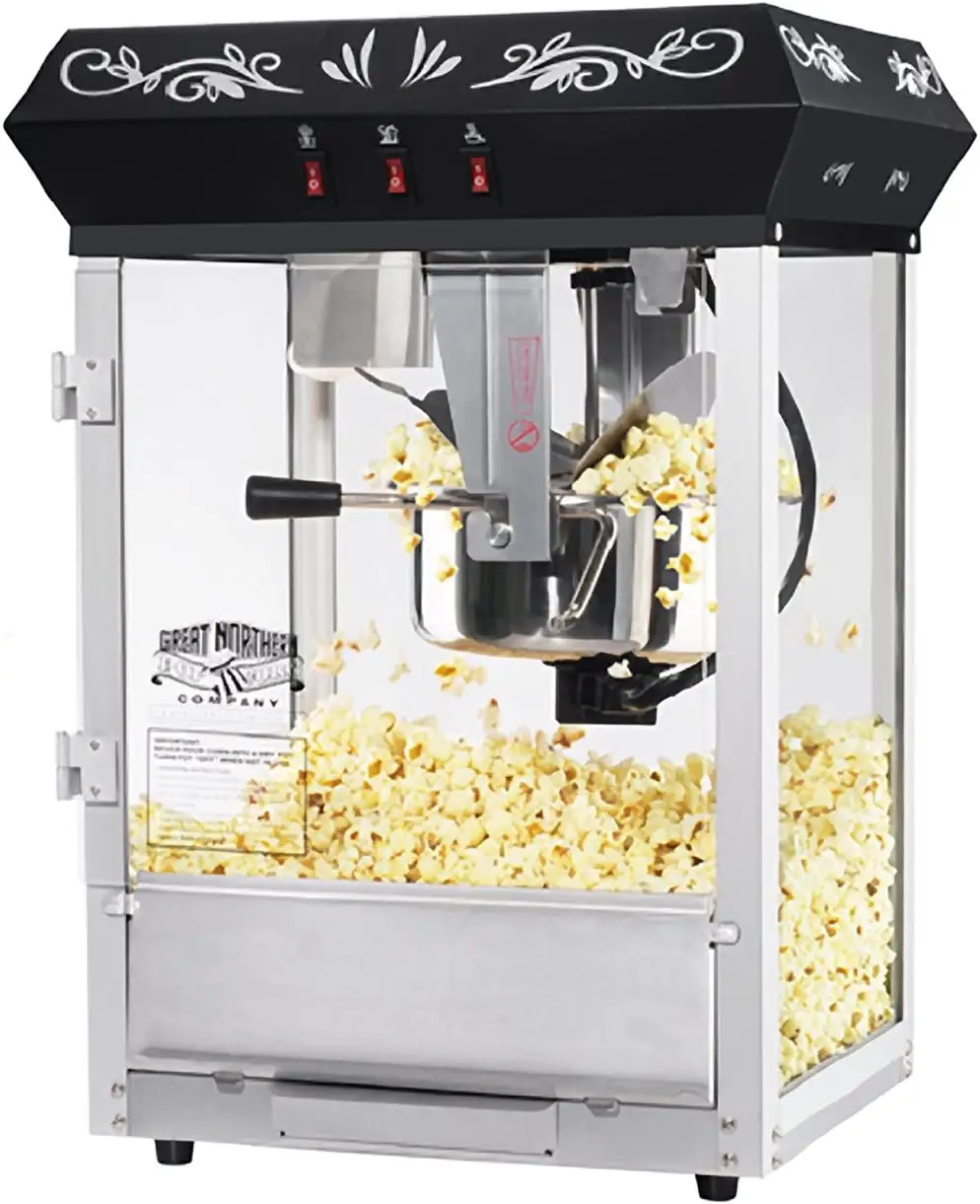 Pipoca do Norte Preta 8 onças. Parte superior da máquina de pipoca estilo cinema Ounce Foundation