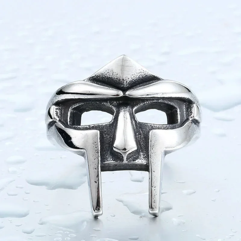 Goth Hip Hop MF DOOM Mask Rings For Men Gladiator Punk Style Egyptian Pharaoh Male Ring Classic Retro Jewelry Party Accessories