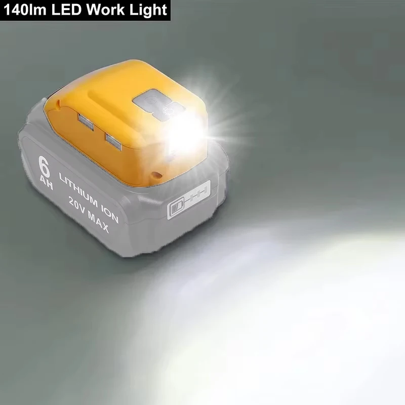 

Оригинальный сменный преобразователь питания DCB090 для Dewalt, адаптер для аккумуляторов 20В/18В с двумя USB-портами и светодиодной рабочей лампой 12В.