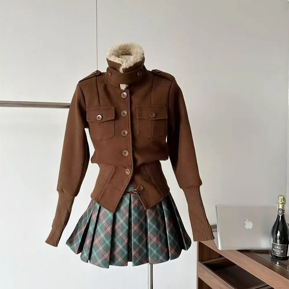 

Gagarich мода 2025 корейское высококачественное ретро пальто на металлических пуговицах женская шерстяная осенне-зимняя куртка топ