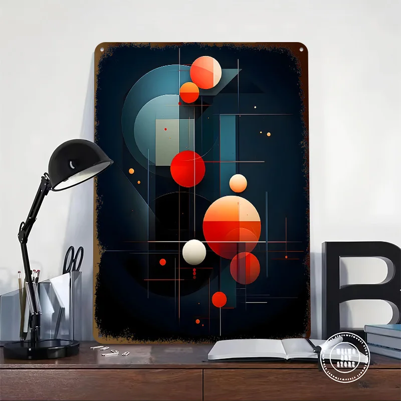 Abstract Geometric Art Tinplate Poster Customized Wall Art Vintage Metal Signs Retro Plates for Gamer Decoration Gaming Interior