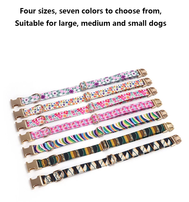 Engraved Dog Collar With Leash Personalized Anti-lost Engraving ID Tag Nameplate Custom Cute Flower Leash And Collar For Dogs view 4
