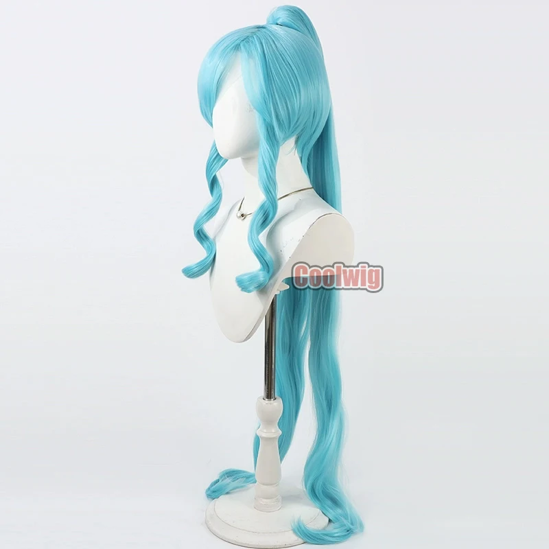 Coolwig الشعر الاصطناعية Sawaizumi Chiyu تأثيري الباروكات فوتاري وا جميلة علاج علاج فونتين 100 سنتيمتر الأزرق ذيل حصان شعر مستعار مقاومة للحرارة