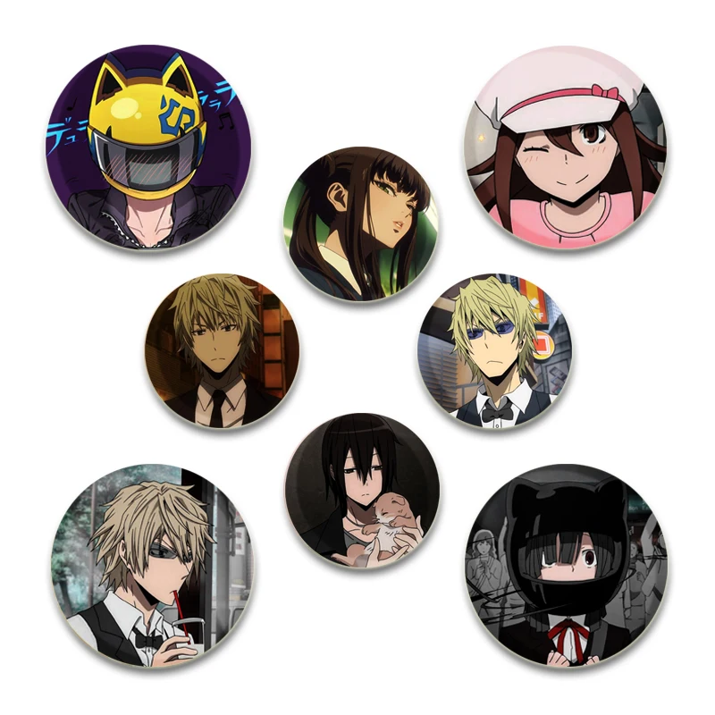 32/44/58MM Popular Anime Round Pins Cartoon Character DuRaRaRa Badges Cosplay Handmade Tinplate Brooch for Clothes Decoration