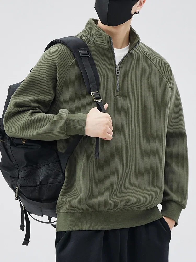 

Fleece Thickened Men's Sweater Cold-proof and Warm Bottoming Shirt Men's Clothing Top Autumn and Winter New Loose Long Sleeves