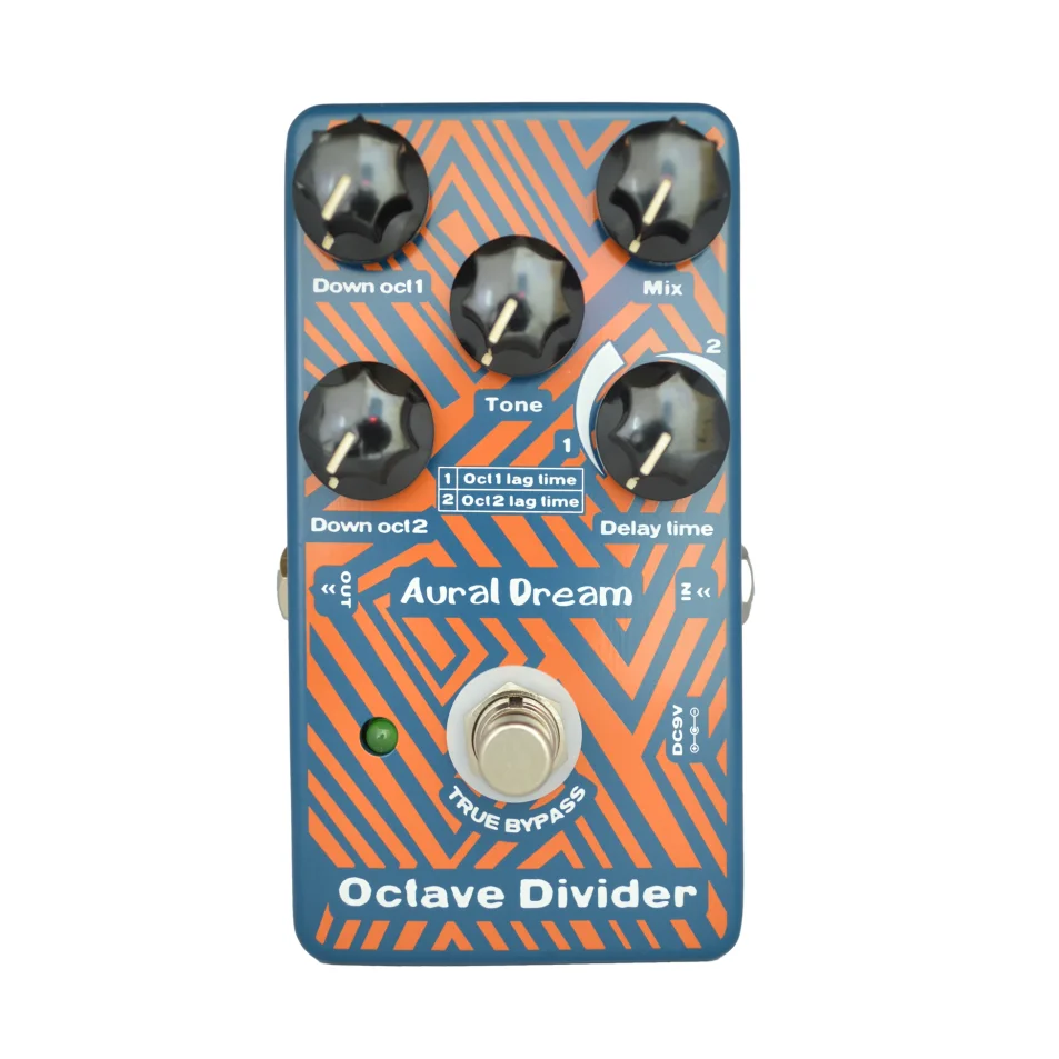 Aural Dream Octave Divider Guitar Pedal uses Monophonic and Polyphonic Pitch Down Oct and(or) 2 Octs Reaching 8 Harmony Effects.