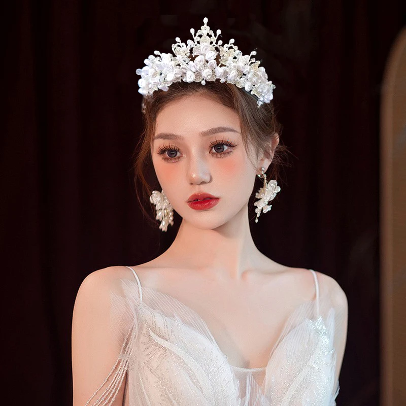 Beading Crystal Wedding Hair Accessories Bridal Crown Cake Decoration Princess Party Tiara The Queen's Crown Diadema Corona