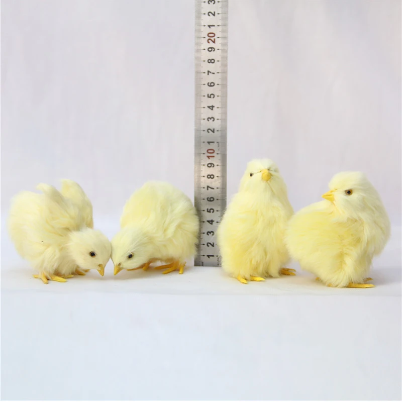 Simulation Chick Rabbit Plush Toy Children Cognition Chicken Model Figurine Realistic Furry Animal Doll Chicken Easter Gift Kids