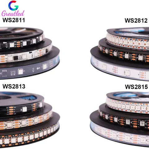 WS2812B WS2811 WS2813 WS2815 30/60/144 leds/m Smart Pixels RGB LED Strip WS2812 Individually Addressable Led Tape Light DC5V 12V