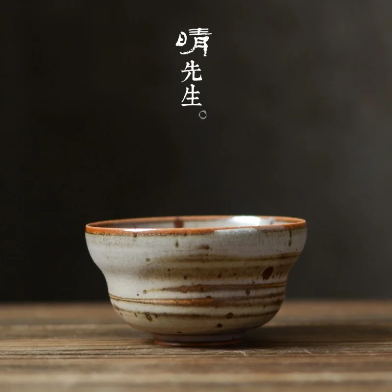 

★Japanese-Style Handmade Cup Ceramic Soda Burning Tea Cup Kiln Baked Retro Personal Kung Fu Tea Cup Jingdezhen Master Single Cup