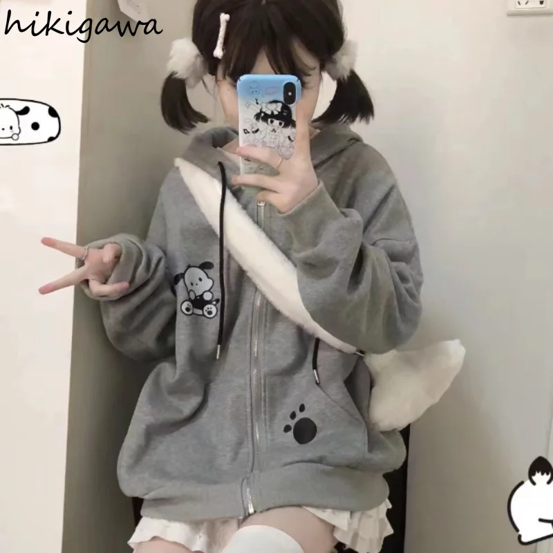 Fashion Anime Hoodie 2023 Women Clothing Japanese Cute Casual Long Sleeve Oversized Outwear Y2k Tops Mujer Hooded Sweatshirts