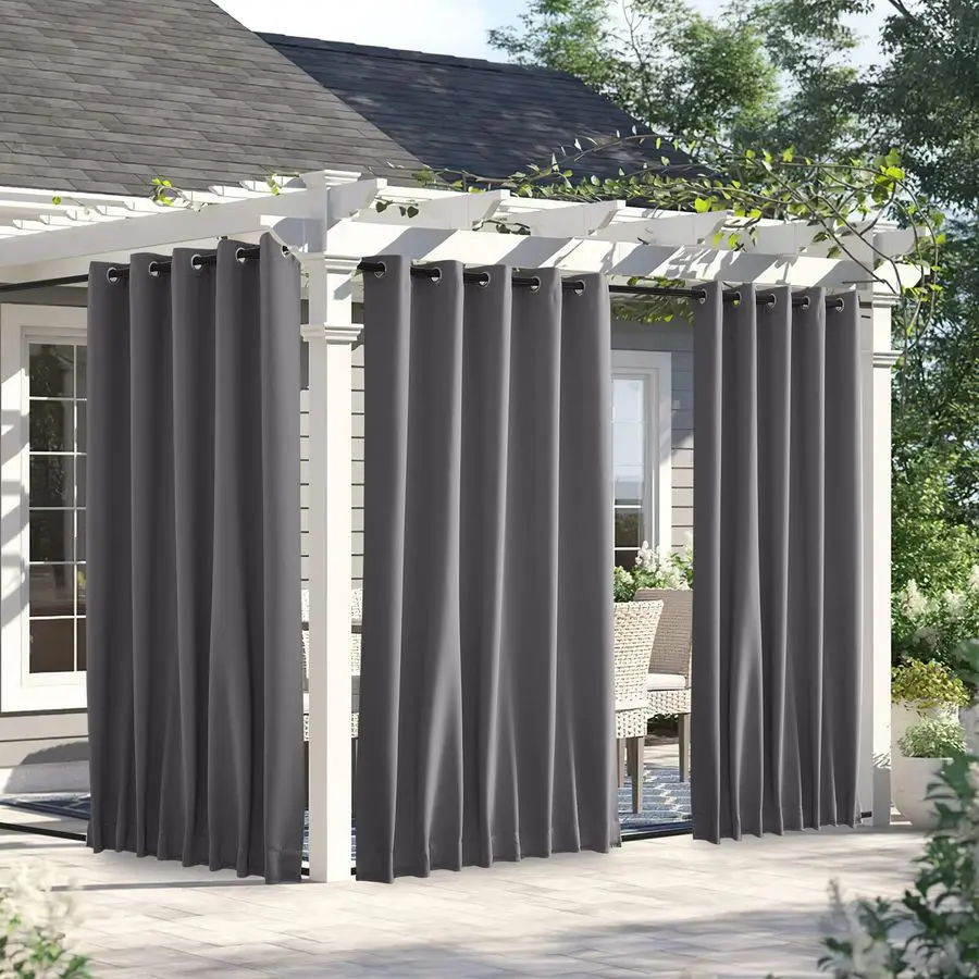 

2 Panels Outdoor Curtains for Patio Waterproof amp Windproof, Grommet amp Back Tab on Top amp Bottom Weighted Drapes Keep Sun Ra