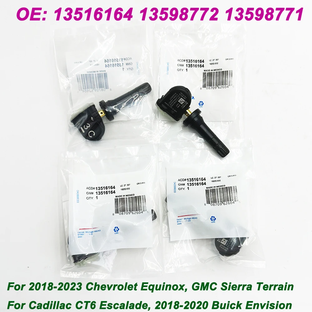 4Pcs Tire Pressure Sensor for 2018-2023 Chevrolet Equinox GMC Terrain Silverado Sierra OE 13516164 13598772 13598771 TPMS 315Mhz