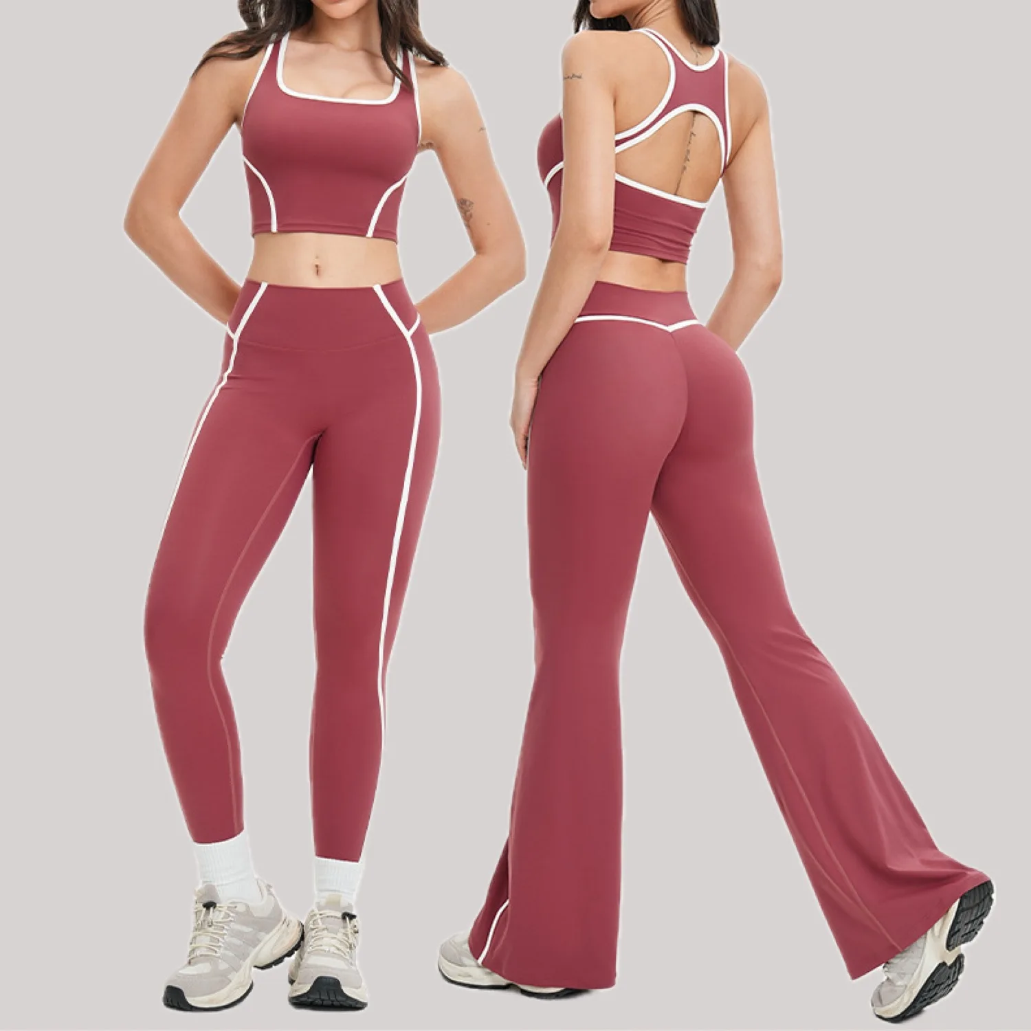 

Ningyu Contrasting color Yoga Set Women 2PCS Fitness Set Hollow back Sports Gym Set Running Fitness Set Quick Dry Sport Clothing