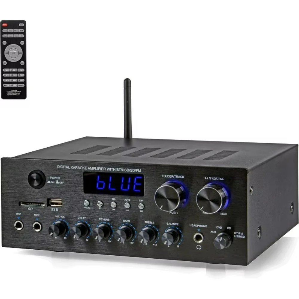

New upgrade Bluetooth Home Audio Amplifier Receiver Stereo 300W Dual Channel Sound Audio System w/MP3, USB, SD, AUX, RCA, MIC