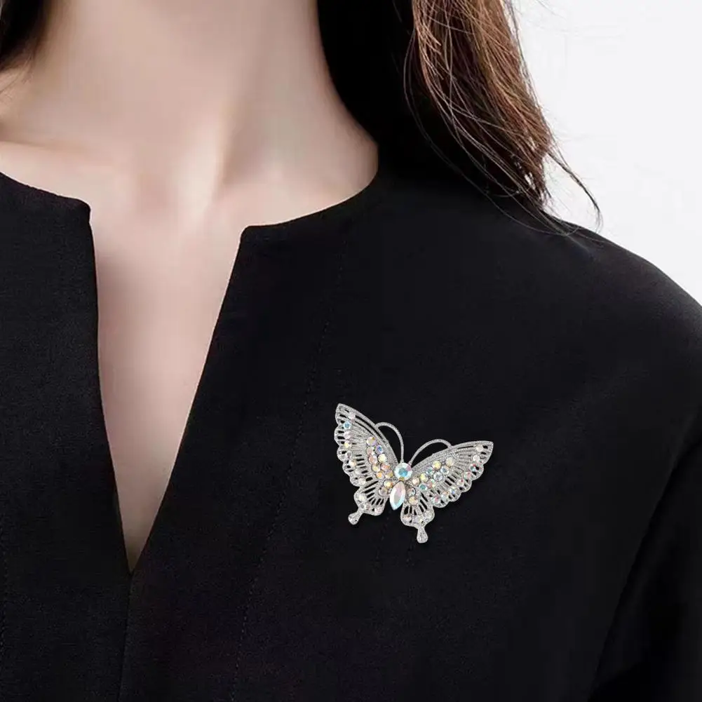 Bag Brooch Elegant Rhinestone Butterfly Brooch for Women Vintage Suit Coat Pin with Anti-slip Design Stylish Scarf for Prom