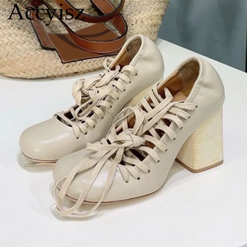 

Retro women's genuine leather solid color thick heel cross strap strap follow-up shoes Spring new 2024 office commuting shoes