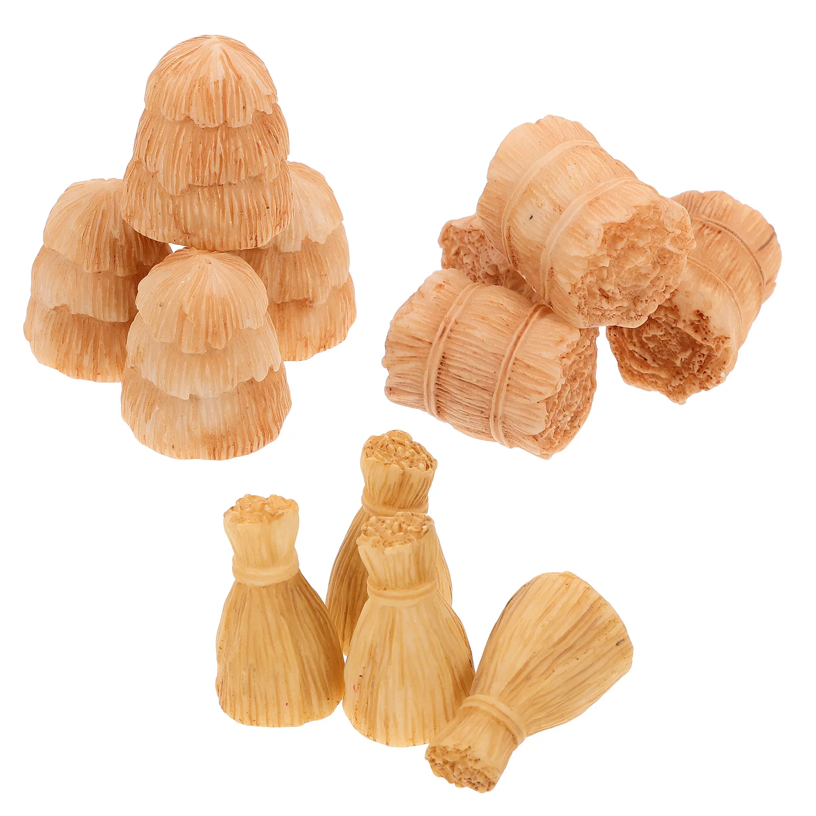 

12Pcs Mini Hay Bale Faux Straw Rustic Autumn Decoration Snow Village Accessories for Farm Halloween Small Decorative Hay Stack