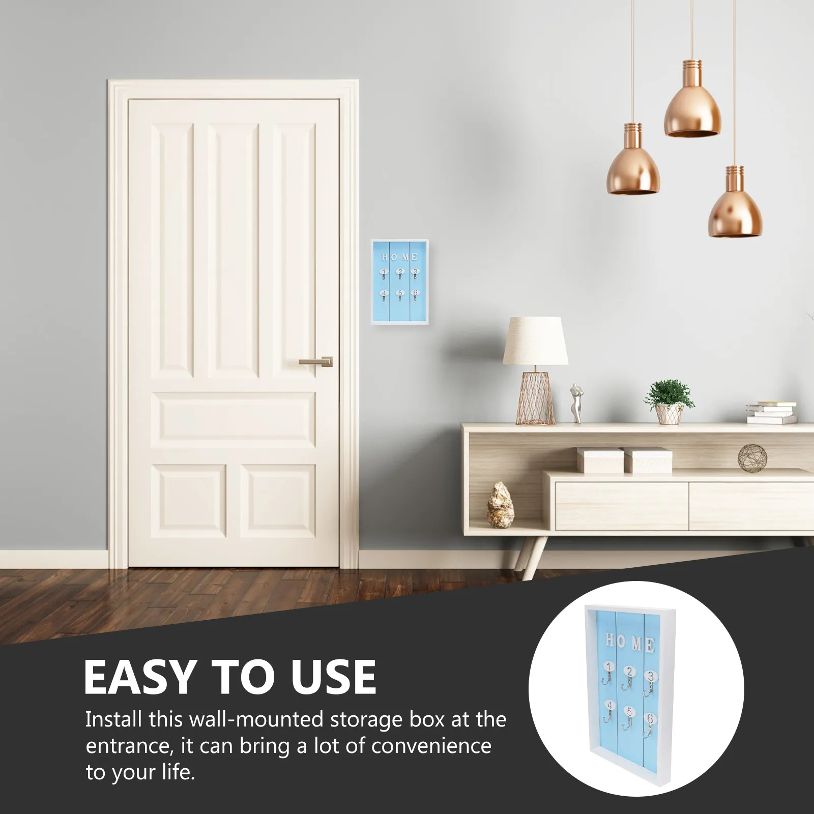 1Pcs Wall Key Locker Elegant Design High-Grade Material Easy Install Long-Lasting Multi-Function Key Box for Entryway Hallway